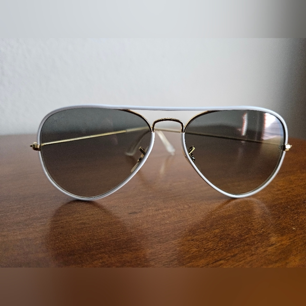 Rayban Small White Aviator Sunglasses